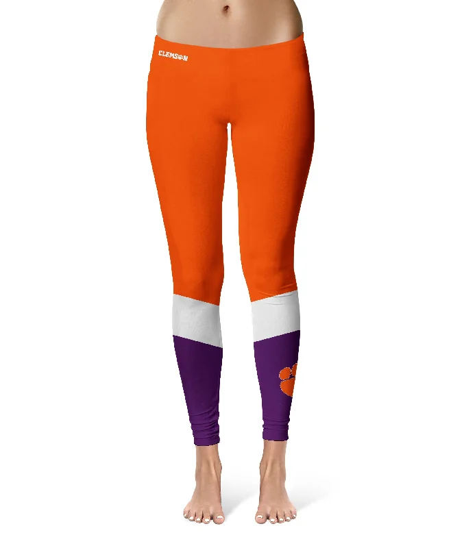 Clemson Tigers Game Day Ankle Color Block Orange Purple Yoga Leggings for Women by Vive La Fete Trendy Seamless Fit Leggings Clemson Tigers Game Day Ankle Color Block Orange Purple Yoga Leggings for Women by Vive La Fete Trendy Seamless Fit Leggings