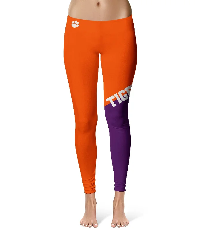 Clemson Tigers Game Day Leg Color Block Orange Purple Yoga Leggings for Women by Vive La Fete Cozy Reflective Detail Leggings Clemson Tigers Game Day Leg Color Block Orange Purple Yoga Leggings for Women by Vive La Fete Cozy Reflective Detail Leggings
