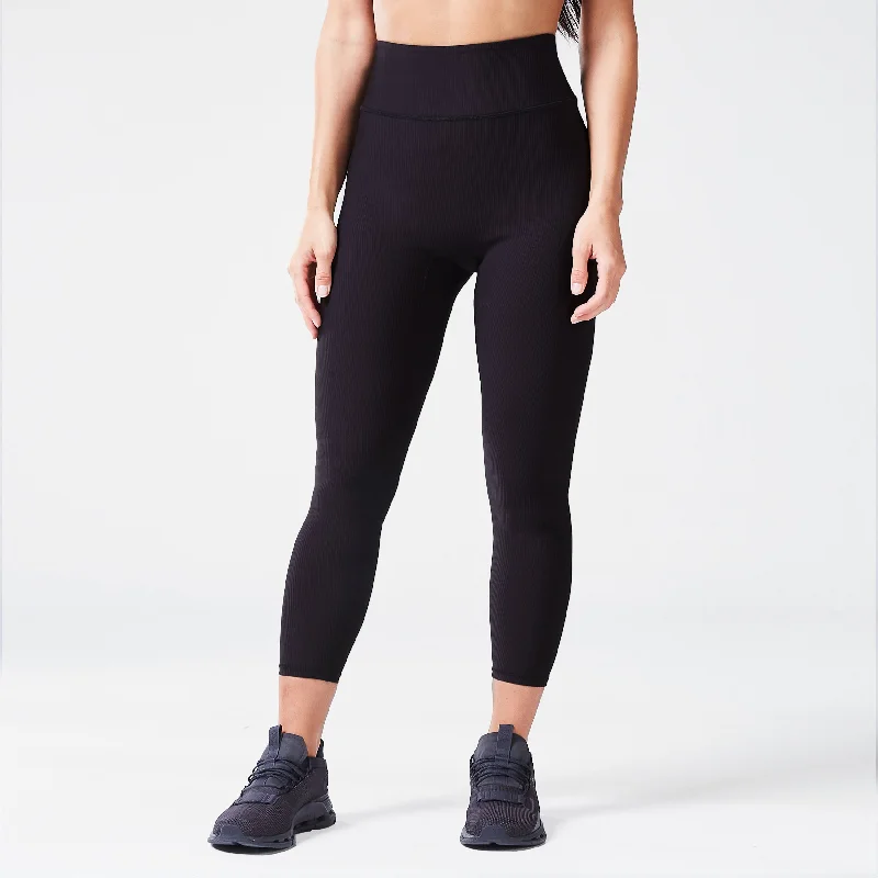 Code Ribbed Leggings 24" - Black Stylish Everyday Leggings