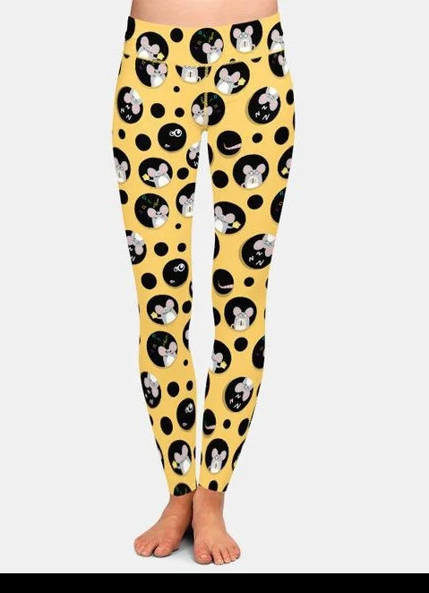 Cute Arrival Cartoon Mouse Digital Printed Leggings Stylish Patterned Active Leggings