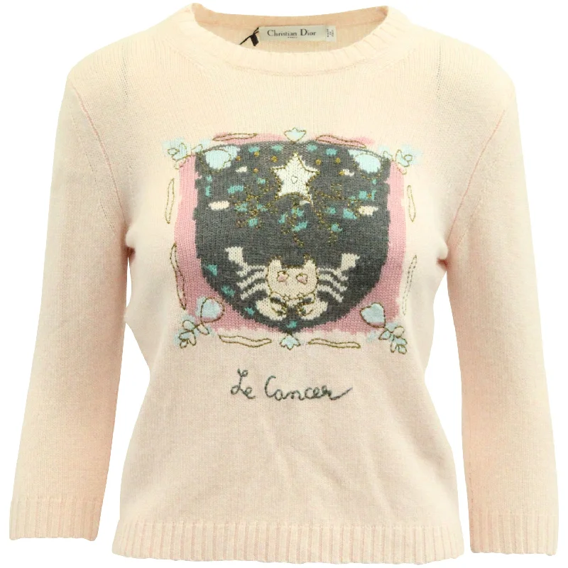 Dior Cancer Zodiac Sweater in Light Pink Cashmere Chenille Blend Fleece Blend Nylon Blend Dior Cancer Zodiac Sweater in Light Pink Cashmere Chenille Blend Fleece Blend Nylon Blend