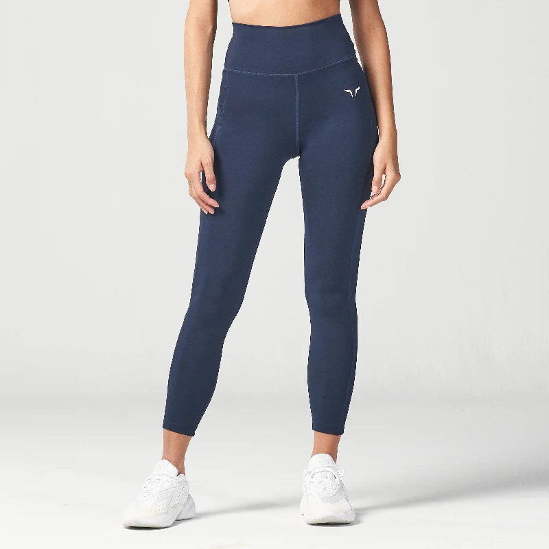 Essential Cropped Leggings 24" - Navy Stylish Compression Fit Leggings