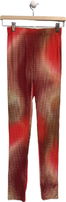 Fashion Nova Red Multi-Colour Leggings UK S Comfortable Stretch Leggings