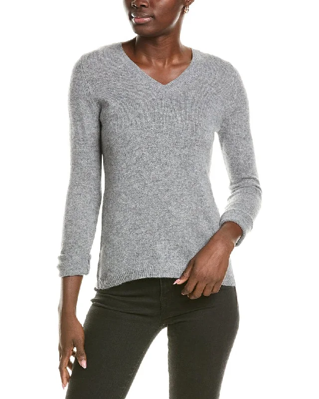 Forte Cashmere V-Neck Cashmere Sweater Velvet Chenille Corduroy