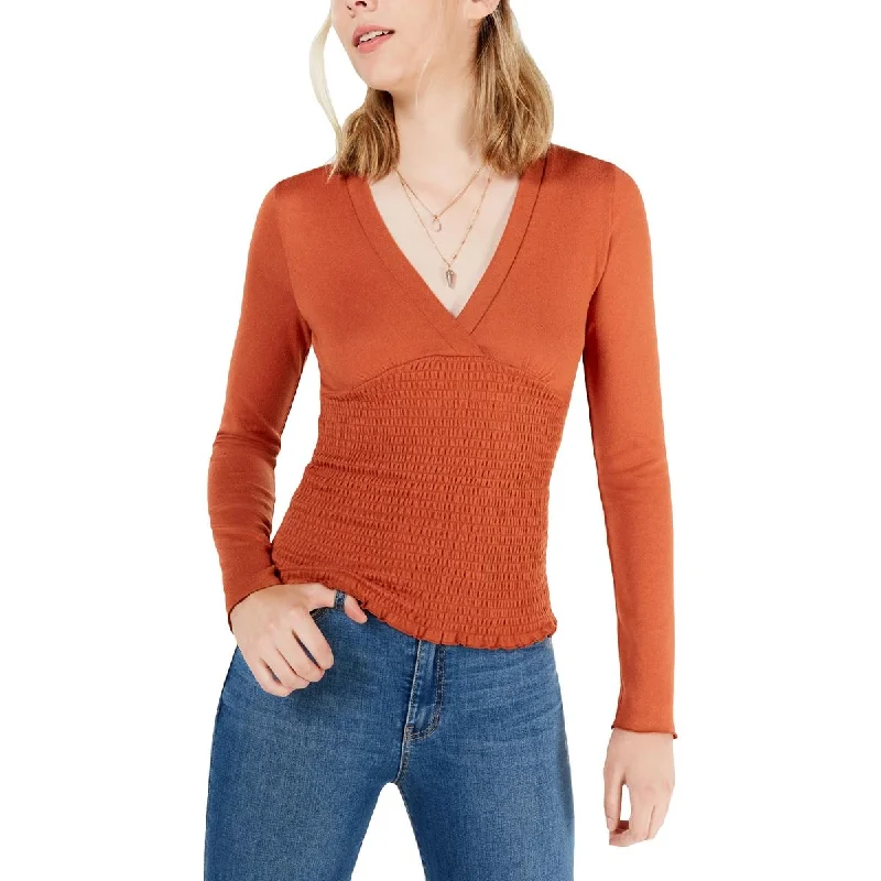 Freshman Womens Juniors Hacci Knit Smocked Pullover Sweater Notch Collar Peter Pan Collar Cowl Neck Freshman Womens Juniors Hacci Knit Smocked Pullover Sweater Notch Collar Peter Pan Collar Cowl Neck