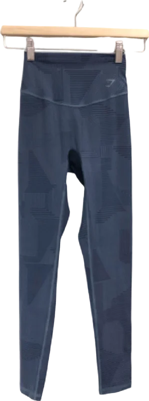 Gymshark Blue Geo Print Leggings XS Comfortable Wide-Band Leggings