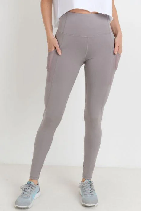 Highwaist Ziggy Zag Pocket Full Leggings Fashionable Solid Color Tights