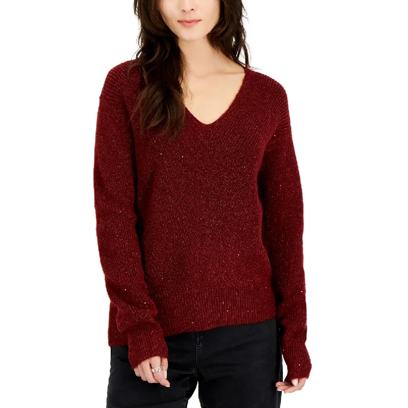 INC Womens V Neck Ribbed Trim Pullover Sweater Striped Floral Plaid