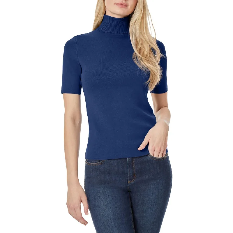 Jones New York Womens Short Sleeve Ribbed Trim Mock Turtleneck Sweater Neon Metallic Matte Jones New York Womens Short Sleeve Ribbed Trim Mock Turtleneck Sweater Neon Metallic Matte