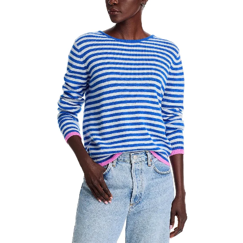 Jumper 1234 Womens Cashmere Striped Pullover Sweater Spandex Blend Rayon Blend Denim Blend