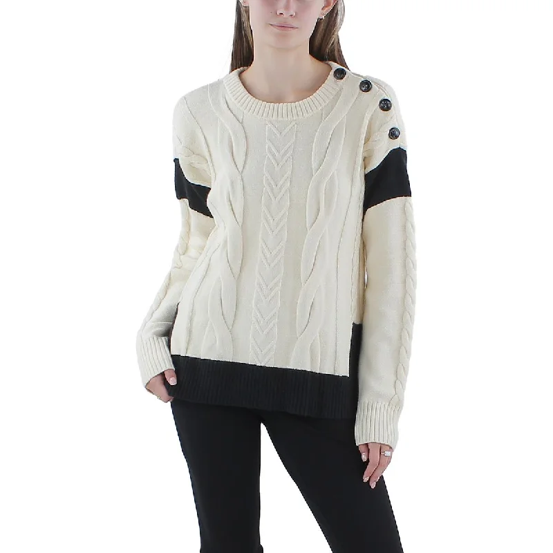 Karl Lagerfeld Paris Womens Cable Knit Colorblock Pullover Sweater Wool Sweater Cotton Sweater Cashmere Sweater Karl Lagerfeld Paris Womens Cable Knit Colorblock Pullover Sweater Wool Sweater Cotton Sweater Cashmere Sweater