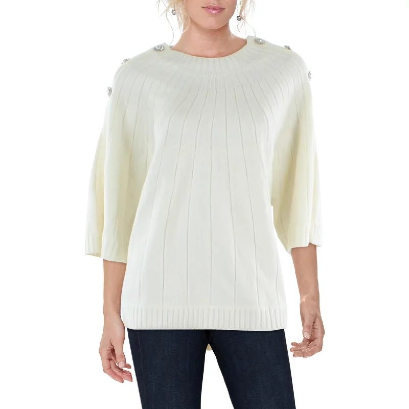 Karl Lagerfeld Paris Womens Embellished Knit Pullover Sweater Cotton Fabric Linen Fabric Terry Fabric Karl Lagerfeld Paris Womens Embellished Knit Pullover Sweater Cotton Fabric Linen Fabric Terry Fabric