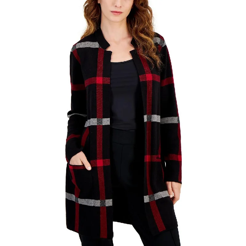 Kasper Womens Knit Open Front Cardigan Sweater Velvet Chenille Corduroy