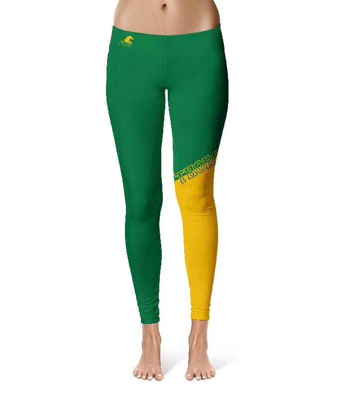 Kentucky State Thorobreds KYSU Game Day Leg Color Block Green Gold Yoga Leggings for Women by Vive La Fete Fashionable Sports Compression Leggings