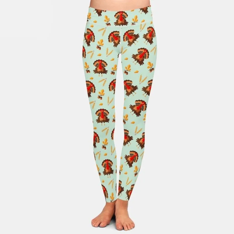 Ladies 3D Thanksgiving Printed Fashion Leggings Comfortable Lounge Leggings