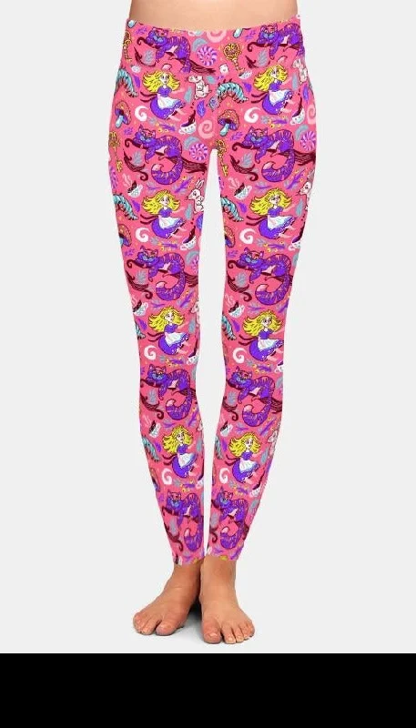 Ladies Alice In Wonderland Fashion Printed Leggings Cozy Lounge Pants Leggings