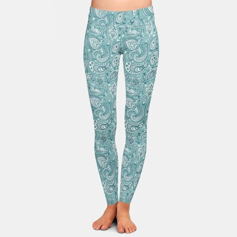Ladies Cashew Flowers Printed Leggings Chic Smooth Fit Leggings