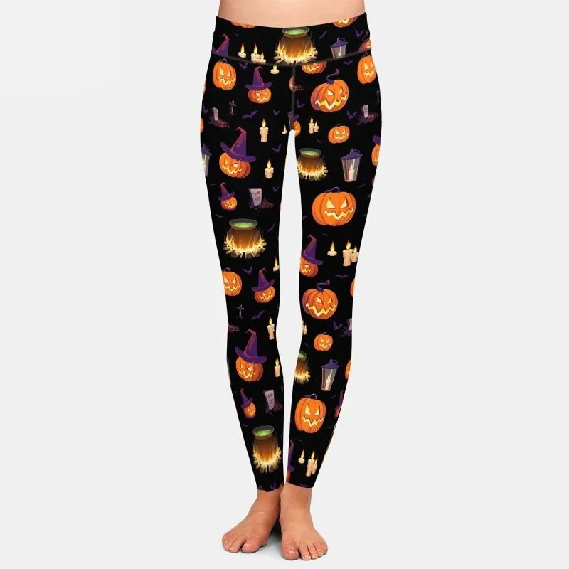 Ladies Fashion 3D Halloween Pumpkins & Cauldrons Printed Leggings Trendy Sports Performance Leggings Ladies Fashion 3D Halloween Pumpkins & Cauldrons Printed Leggings Trendy Sports Performance Leggings