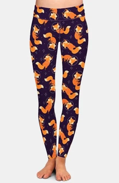 Ladies Fashion Cartoon Fox Printed Leggings Comfortable Lounge Leggings