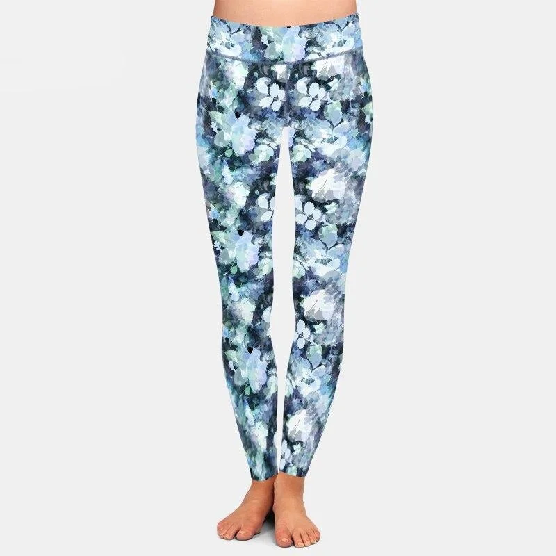 Ladies New Abstract Plants Printed Leggings Fashionable Quick-Dry Yoga Pants