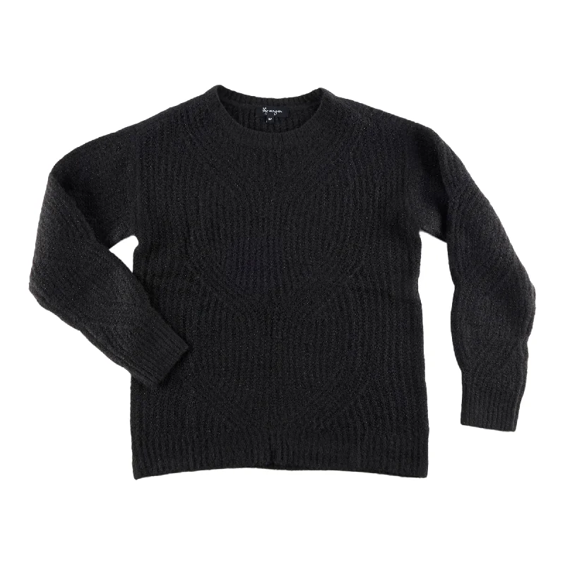 lily morgan Women's Lurex Pointelle Pullover Sweater Fitted Loose Oversized