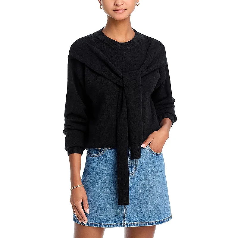 Line & Dot Womens Knit Layered Crewneck Sweater Zippered Front Buttoned Front Snap Front Line & Dot Womens Knit Layered Crewneck Sweater Zippered Front Buttoned Front Snap Front