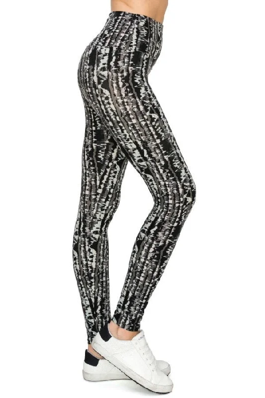 Yoga Style Banded Lined Tie Dye Printed Knit Legging With High Waist. Elegant Textured Leggings Yoga Style Banded Lined Tie Dye Printed Knit Legging With High Waist. Elegant Textured Leggings
