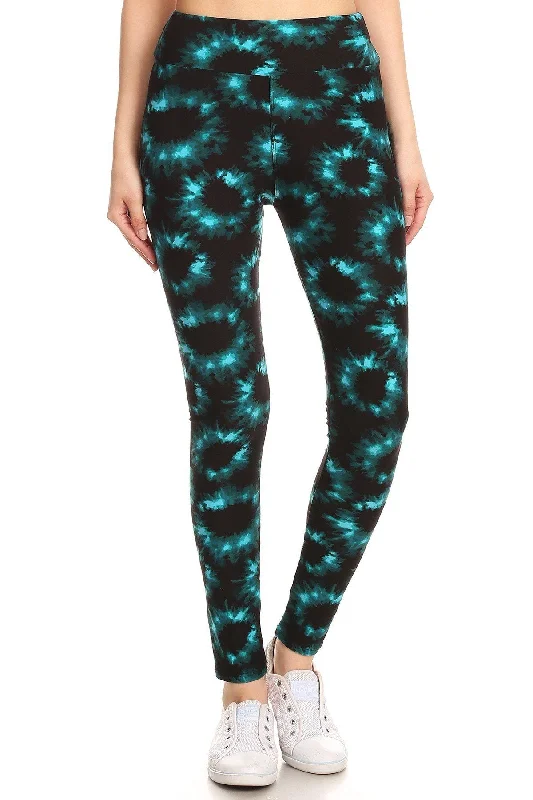 Yoga Style Banded Lined Tie Dye Printed Knit Legging With High Waist Cozy Ribbed Leggings Yoga Style Banded Lined Tie Dye Printed Knit Legging With High Waist Cozy Ribbed Leggings