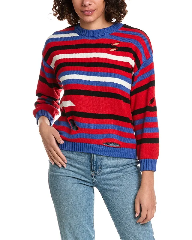 Minnie Rose Striped Cutout Cashmere-Blend Sweater Mesh Blend Leather Blend Suede Blend Minnie Rose Striped Cutout Cashmere-Blend Sweater Mesh Blend Leather Blend Suede Blend