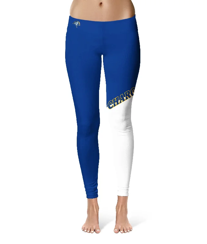 New Haven Chargers Game Day Leg Color Block Blue White Yoga Leggings for Women by Vive La Fete Fashionable Seamless Leggings New Haven Chargers Game Day Leg Color Block Blue White Yoga Leggings for Women by Vive La Fete Fashionable Seamless Leggings