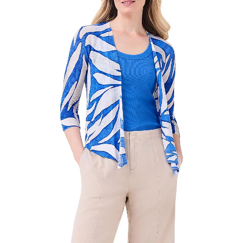 Nic + Zoe Womens Linen Blend Open Front Cardigan Sweater Denim Fabric Leather Fabric Suede Fabric Nic + Zoe Womens Linen Blend Open Front Cardigan Sweater Denim Fabric Leather Fabric Suede Fabric