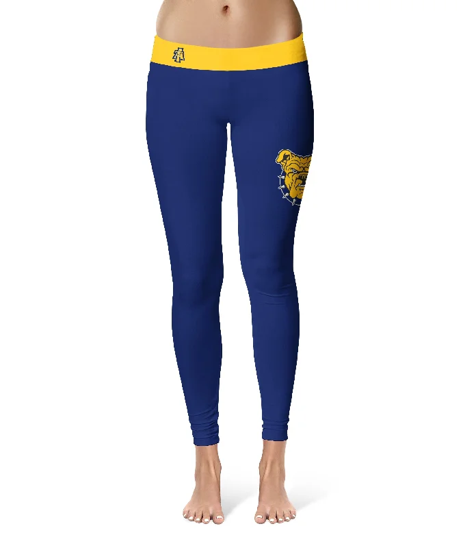 North Carolina A&T Aggies Game Day Logo on Thigh Blue Yoga Leggings for Women by Vive La Fete Trendy Cold Weather Tights North Carolina A&T Aggies Game Day Logo on Thigh Blue Yoga Leggings for Women by Vive La Fete Trendy Cold Weather Tights
