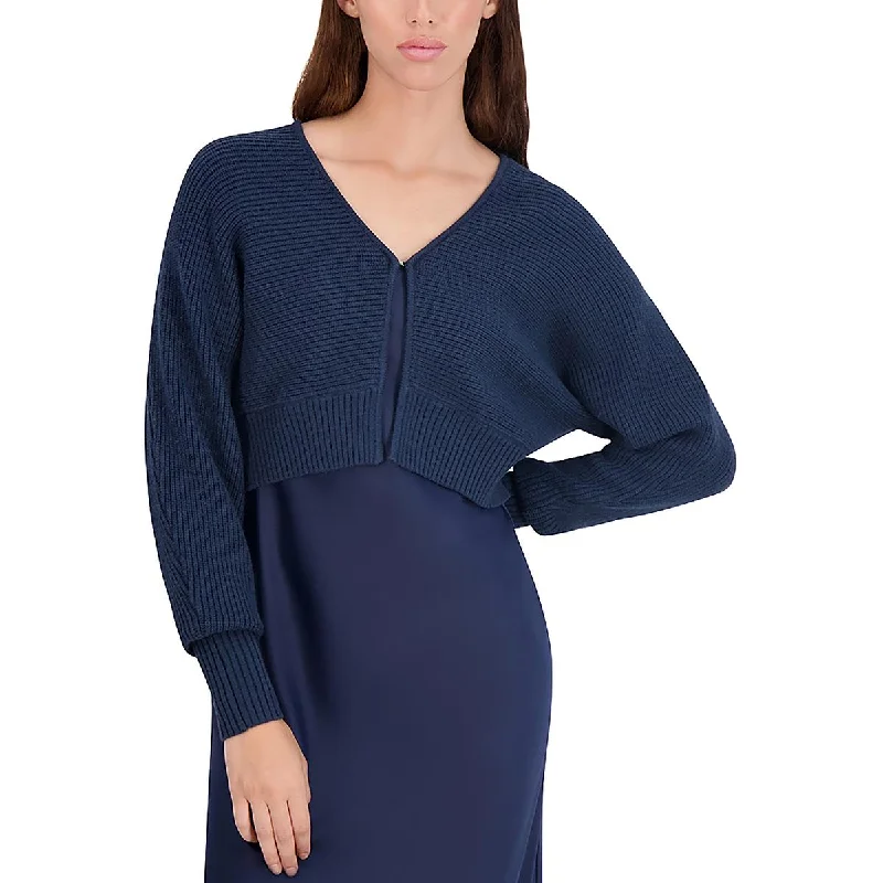 POINT Womens Crop Bolero Cardigan Sweater Terry Blend Velvet Blend Canvas Blend