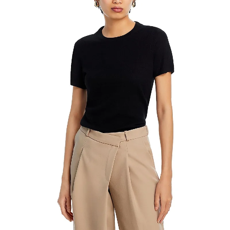 Private Label Womens Cashmere Short Sleeve Crewneck Sweater Welt Pockets Slit Pockets Flap Pockets Private Label Womens Cashmere Short Sleeve Crewneck Sweater Welt Pockets Slit Pockets Flap Pockets
