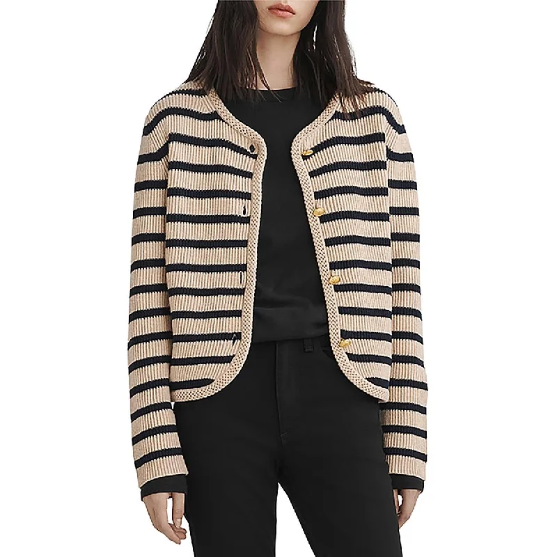 Rag & Bone Womens Nancy Wool Striped Cardigan Sweater Knit Fabric Woven Fabric Fleece Fabric Rag & Bone Womens Nancy Wool Striped Cardigan Sweater Knit Fabric Woven Fabric Fleece Fabric