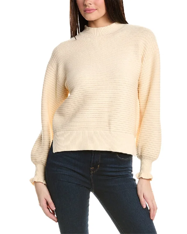Rain + Rose Dropped-Shoulder Sweater Striped Floral Plaid