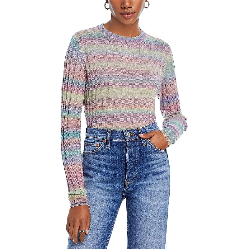RE/DONE Womens Wool Ombre Crewneck Sweater Plaid Sweater Polka Dot Checkered