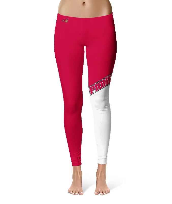 Sacred Heart University Pioneers Game Day Leg Color Block Red White Yoga Leggings for Women by Vive La Fete Trendy Sporty Compression Leggings Sacred Heart University Pioneers Game Day Leg Color Block Red White Yoga Leggings for Women by Vive La Fete Trendy Sporty Compression Leggings