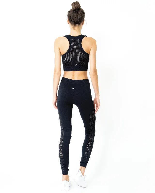 Milano Leggings & Bra Set - BLACK [MADE IN ITALY] Stylish Ultra Stretch Leggings