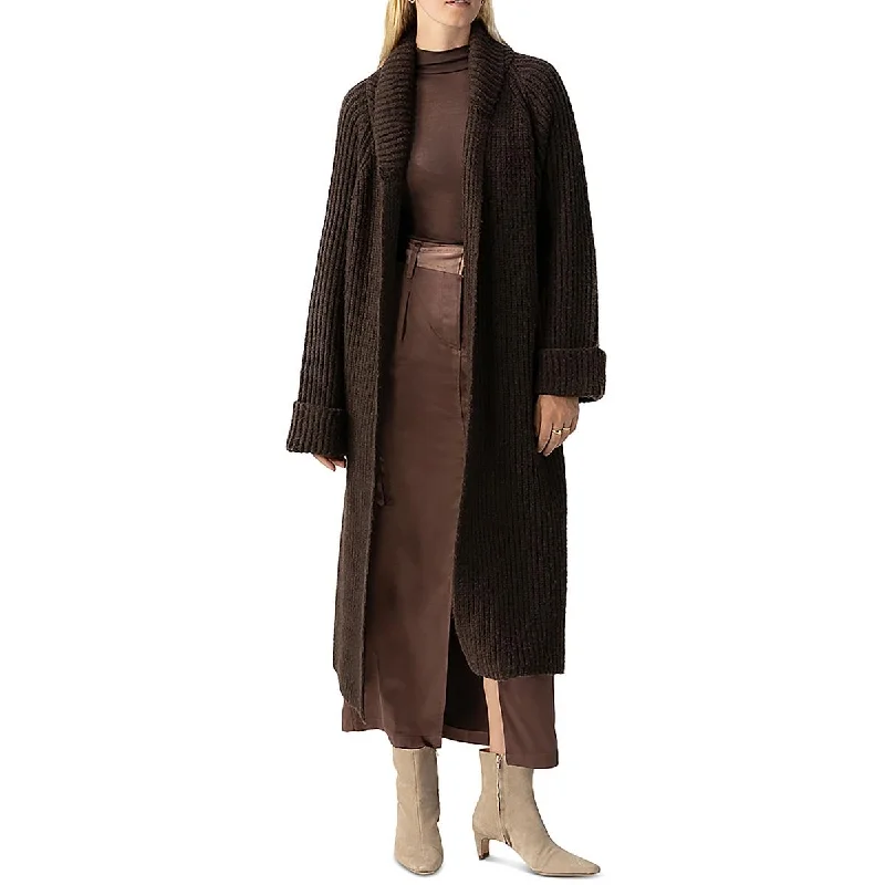 Sanctuary Womens Knit Duster Cardigan Sweater Boat Neck Shawl Collar Notched Collar