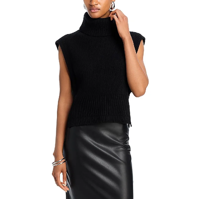 SIMKHAI Womens Wool Blend Ribbed Mock Turtleneck Sweater Polka Dot Checkered Tartan
