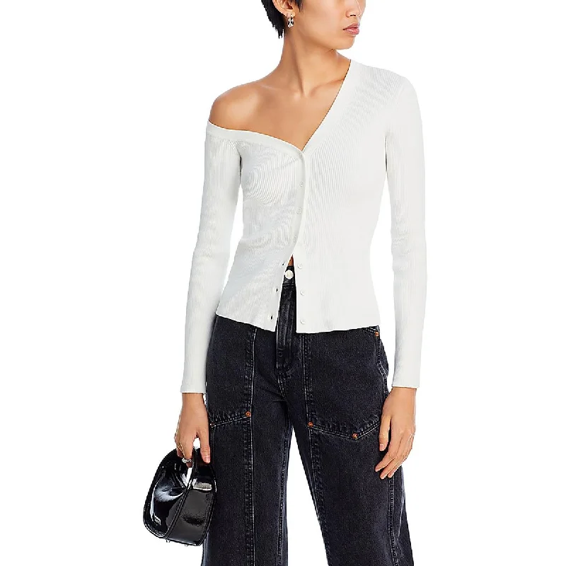STAUD Womens Craftsman Ribbed Button Front Cardigan Sweater Oversized Loose Flowy