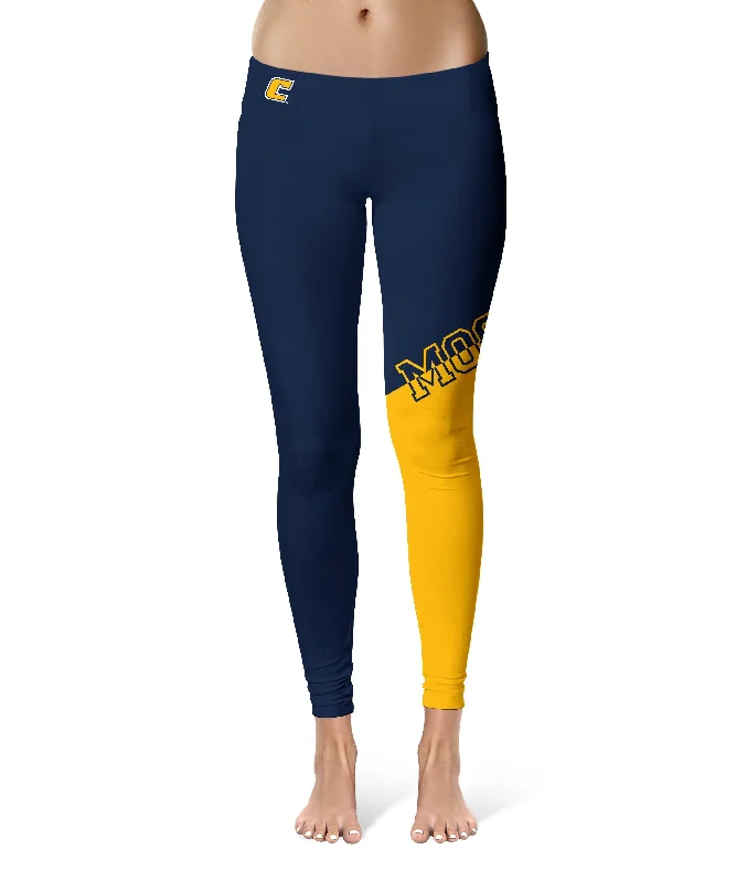 Tennessee Chattanooga MOCS Game Day Leg Color Block Navy Gold Yoga Leggings for Women by Vive La Fete Trendy Leather-Look Workout Leggings Tennessee Chattanooga MOCS Game Day Leg Color Block Navy Gold Yoga Leggings for Women by Vive La Fete Trendy Leather-Look Workout Leggings
