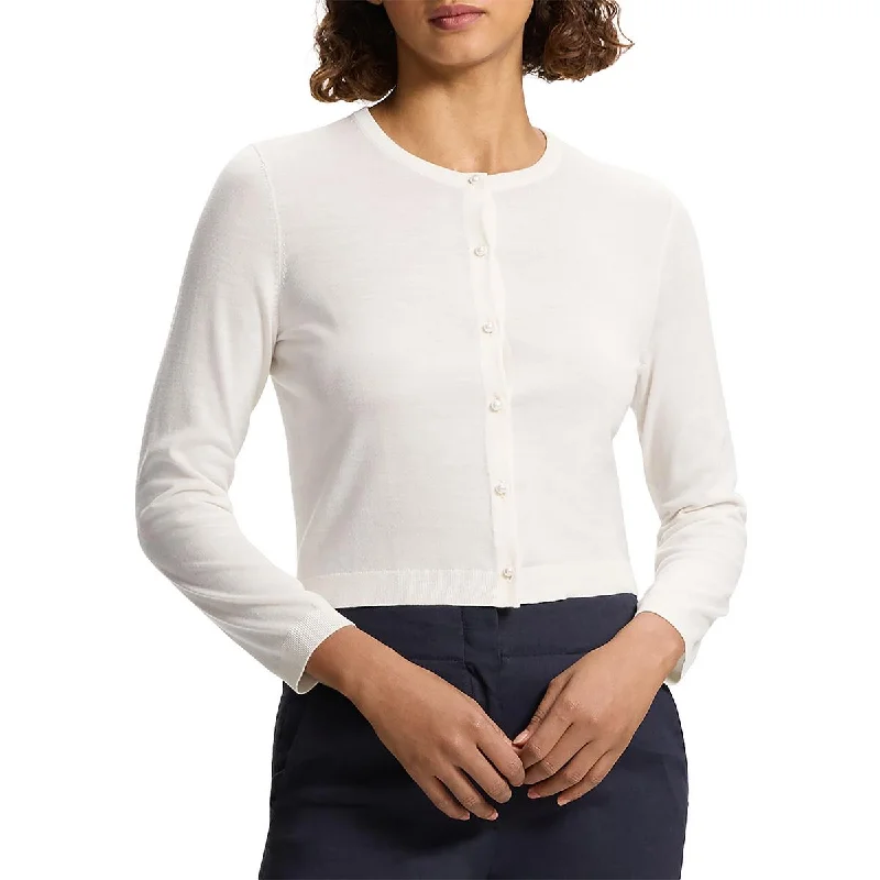 Theory Womens Crewneck Crop Cardigan Sweater Notch Collar Peter Pan Collar Cowl Neck Theory Womens Crewneck Crop Cardigan Sweater Notch Collar Peter Pan Collar Cowl Neck