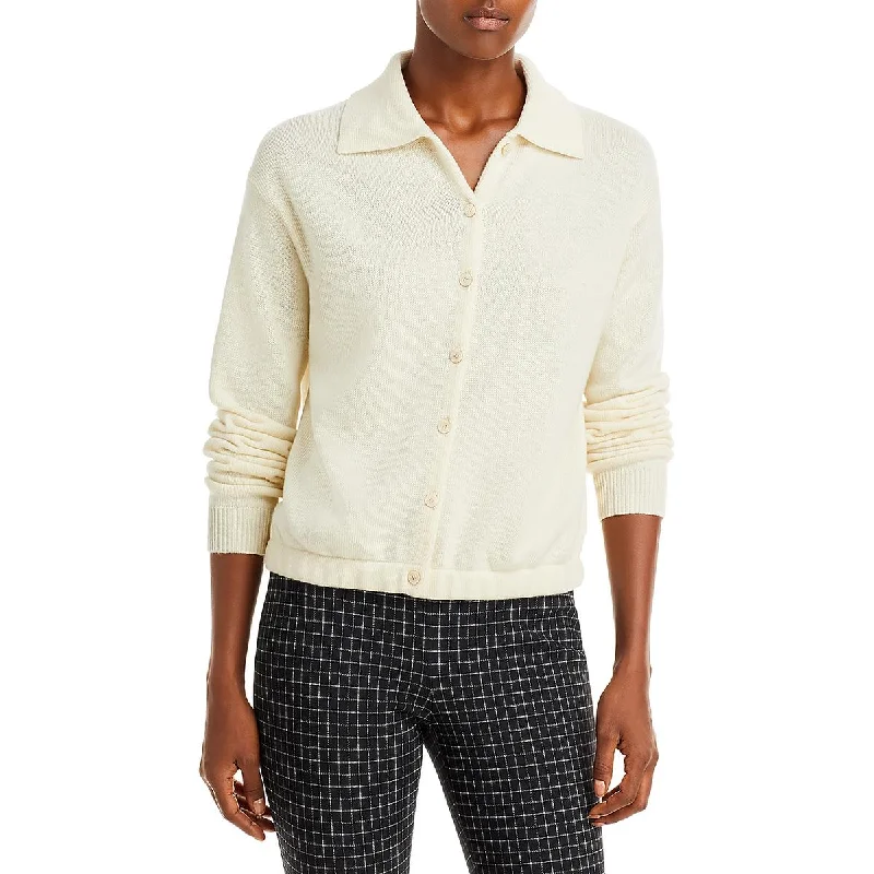 Theory Womens Ribbed Trim Collar Cardigan Sweater Bright Pastel Dark
