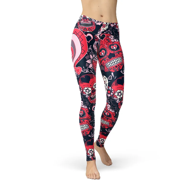 Jean Valentine Sugar Skulls Leggings Trendy Fitness Leggings