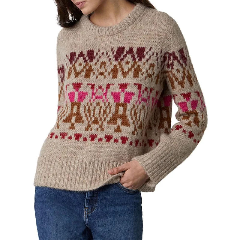 VELVET BY GRAHAM & SPENCER Womens Alpaca Bend Printed Crewneck Sweater Iron Safe Non-Iron Wrinkle Free VELVET BY GRAHAM & SPENCER Womens Alpaca Bend Printed Crewneck Sweater Iron Safe Non-Iron Wrinkle Free