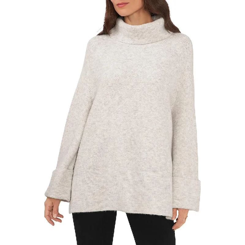 Vince Camuto Womens Chevron Cowl Neck Tunic Sweater Hooded Caped Shawl Collar