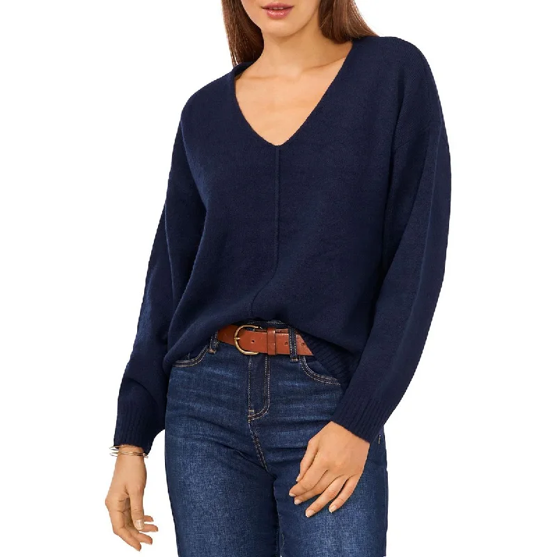 Vince Camuto Womens Ribbed Knit Long Sleeves Pullover Sweater Striped Floral Plaid