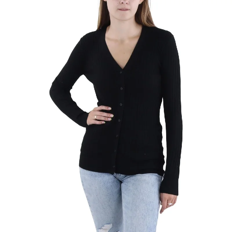 Vince Womens Skinny Ribbed Button down Cardigan Sweater Satin Blend Silk Blend Wool Blend Vince Womens Skinny Ribbed Button down Cardigan Sweater Satin Blend Silk Blend Wool Blend